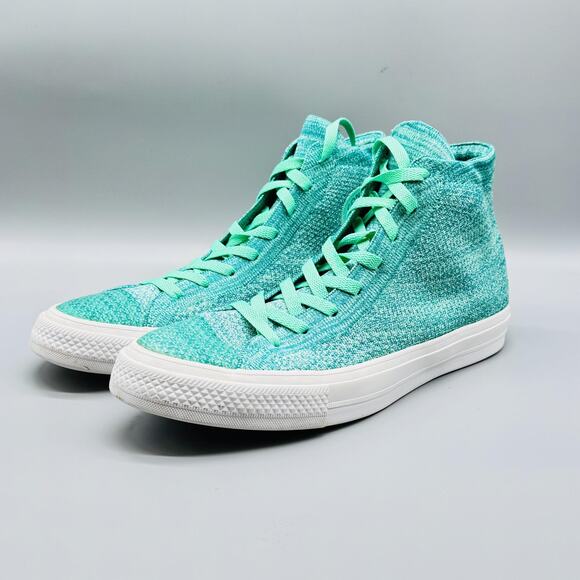 Converse Shoes Mens 9.5 Womens 11.5 Green Knit Chucks High Top All Star Sneakers - Picture 4 of 12